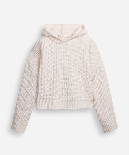 blusão juvenil de tricot com capuz bege 12