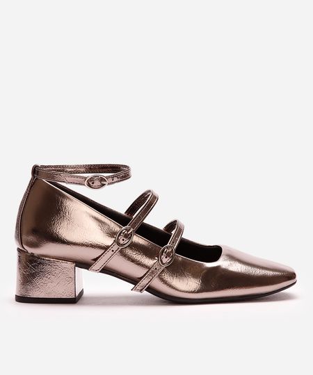 scarpin boneca salto bloco oneself prateado 35