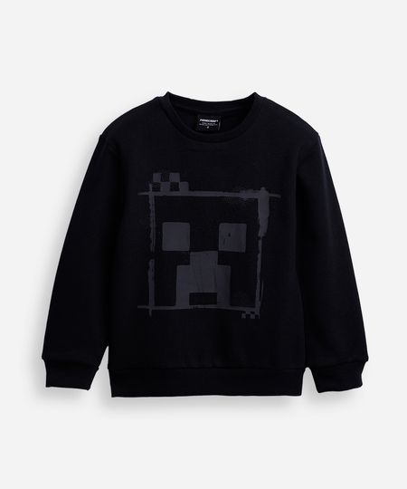 blusão de moletom infantil minecraft preto 12