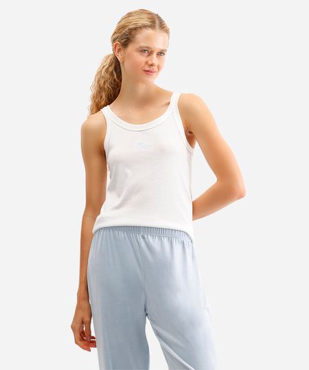 regata de  pijama feminina avulsa just chilling canelada off white M regata de  pijama feminina avulsa just chilling canelada off white M