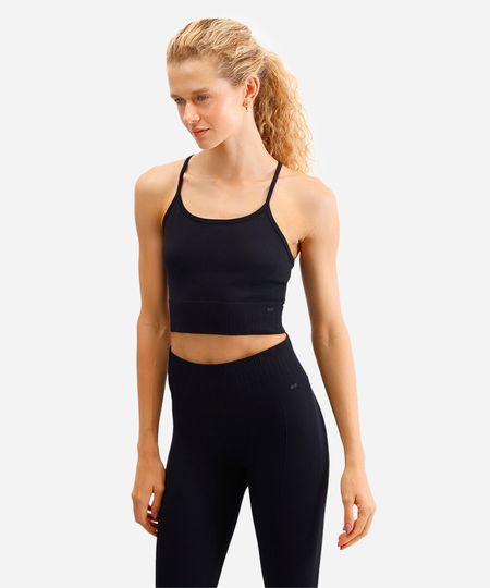top feminino esportivo ace sem costura preto P