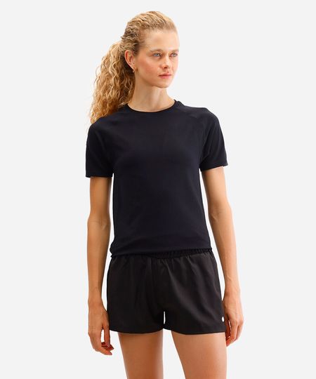 camiseta esportiva feminina de poliamida sem costura preta M camiseta esportiva feminina de poliamida sem costura preta M