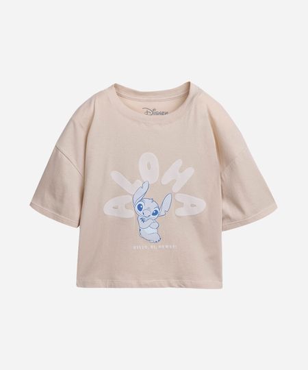 camiseta cropped infantil aloha stitch bege 14