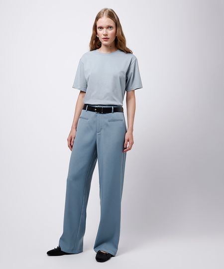 calça reta feminina de alfaiataria com cinto mindset azul 42 calça reta feminina de alfaiataria com cinto mindset azul 42