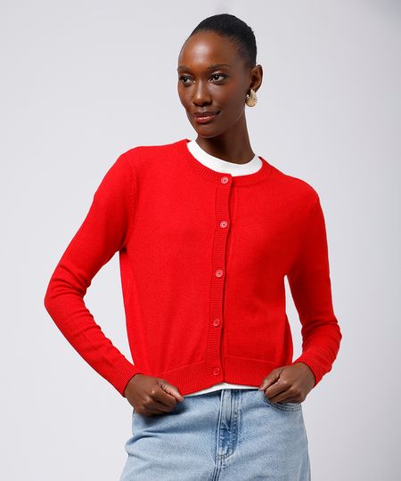 cardigan feminino de tricot mindset vermelho M