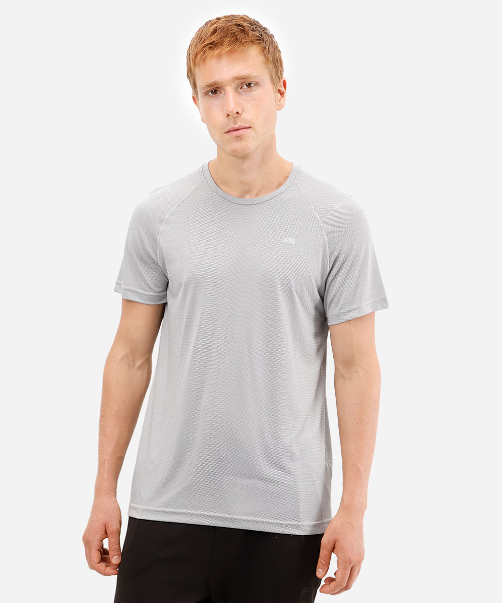 camiseta masculina esportiva ace manga raglan cinza