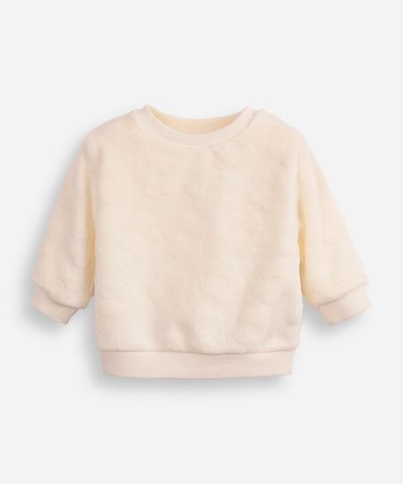 blusão de fleece infantil floral off white 5
