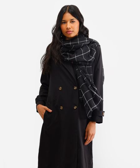 lenço feminino xadrez preto UNICO