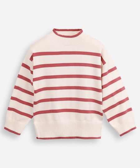 suéter de tricot infantil listrado rosa 10