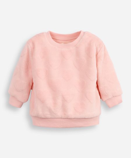 blusão de fleece infantil coração rosa 1