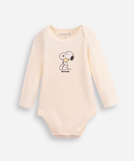 body infantil de algodão snoopy off white 9-12 body infantil de algodão snoopy off white 9-12
