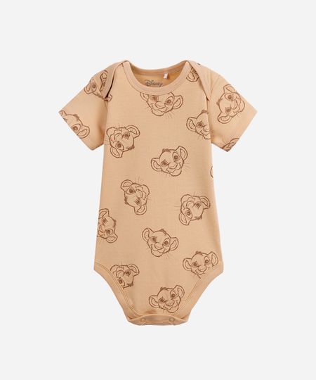 body infantil de algodão simba bege 3-6 body infantil de algodão simba bege 3-6