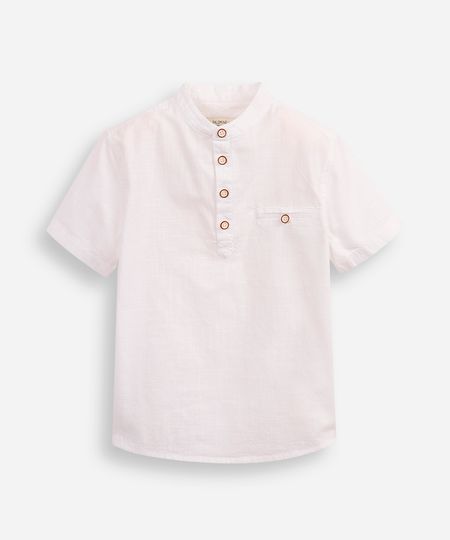 camisa infantil de algodão gola padre off white 12 camisa infantil de algodão gola padre off white 12