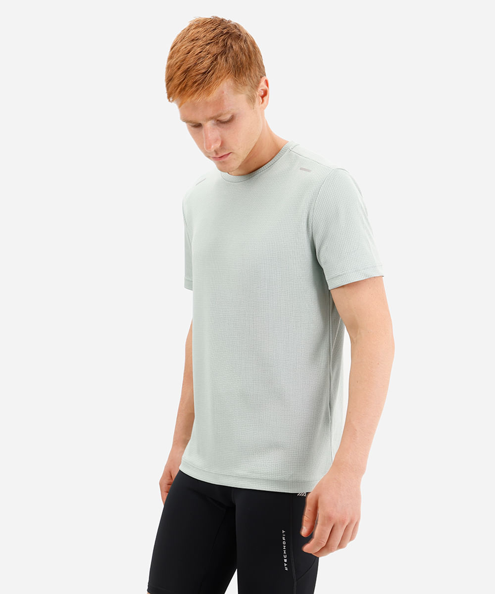 camiseta esportiva masculina run texturizada verde