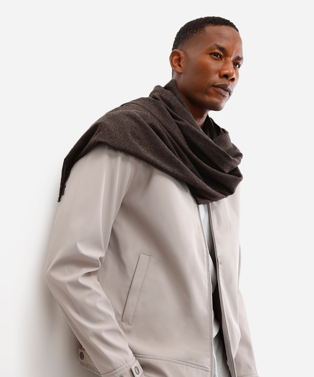 cachecol masculino de tricot básico cinza