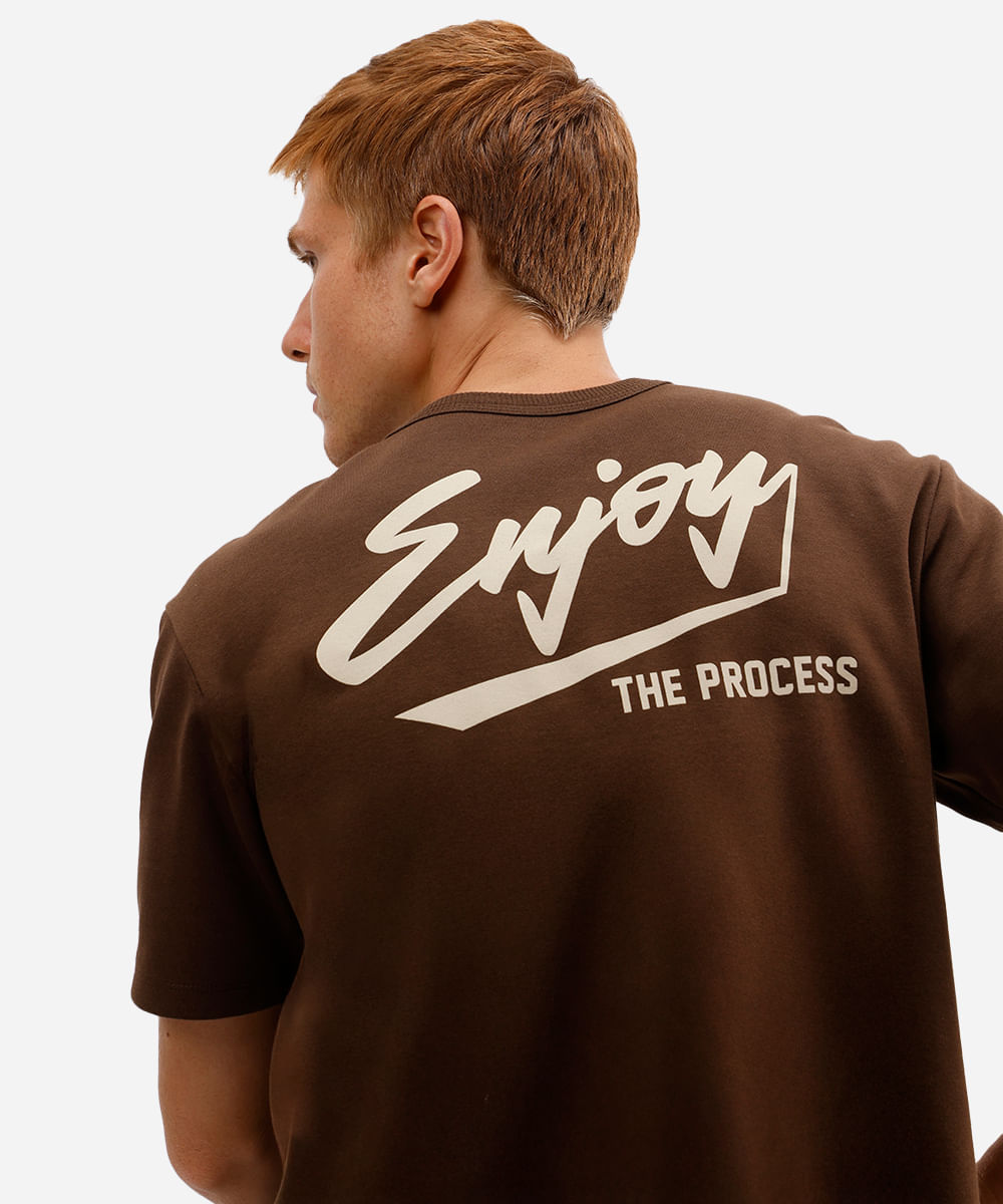 camiseta masculina de algodão enjoy - marrom