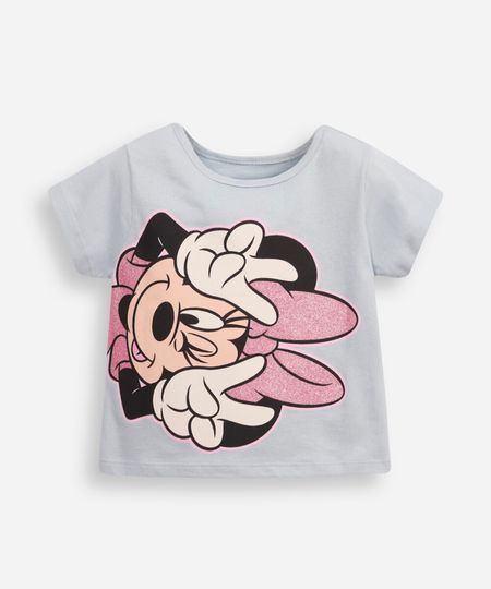 camiseta de algodão infantil minnie azul 1
