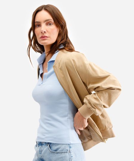 polo feminina de algodão manga curta azul PP polo feminina de algodão manga curta azul PP