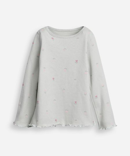 blusa de algodão infantil manga longa tulipa verde 1