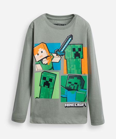 blusa de algodão infantil manga longa minecraft verde 4 blusa de algodão infantil manga longa minecraft verde 4