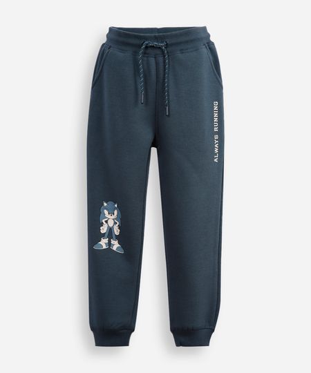 calça jogger infantil de moletom sonic azul 4