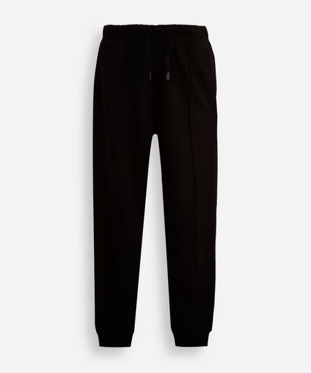 calça jogger juvenil de moletom com nervura preta 16