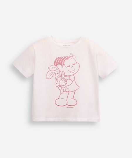 camiseta de algodão infantil turma da mônica off white 1