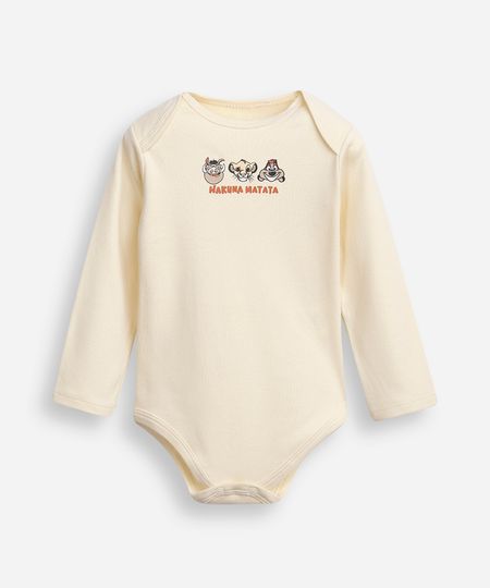 body infantil de algodão hakuna matata o rei leão amarelo 3-6
