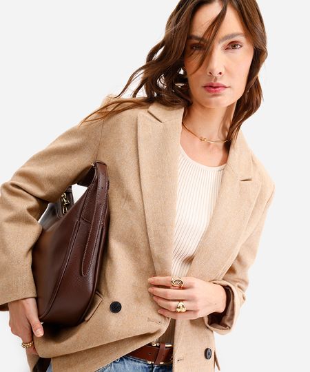 blazer feminino alongado texturizado bege PP