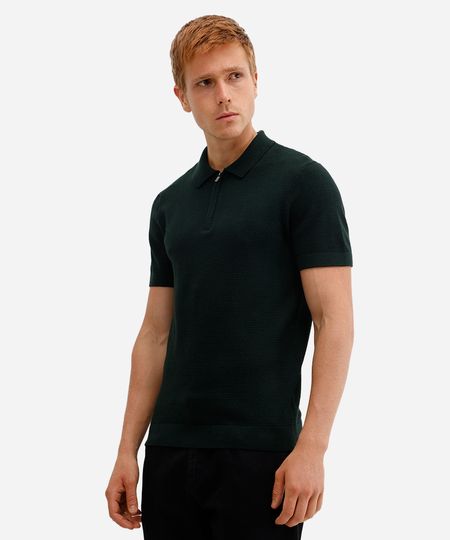 polo masculina de tricot texturizada verde M