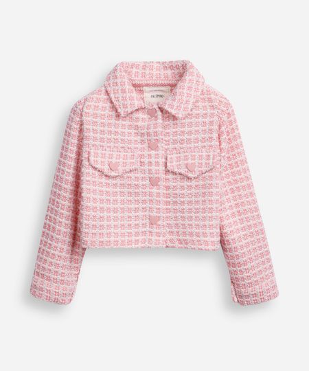 casaco infantil de tweed texturizado rosa 6