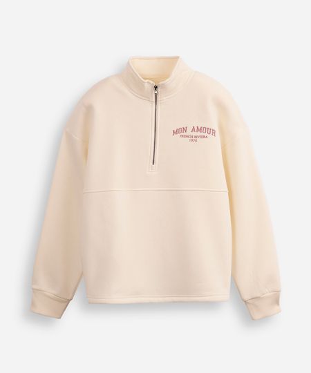 blusão de moletom juvenil gola alta mon amour off white 14 blusão de moletom juvenil gola alta mon amour off white 14