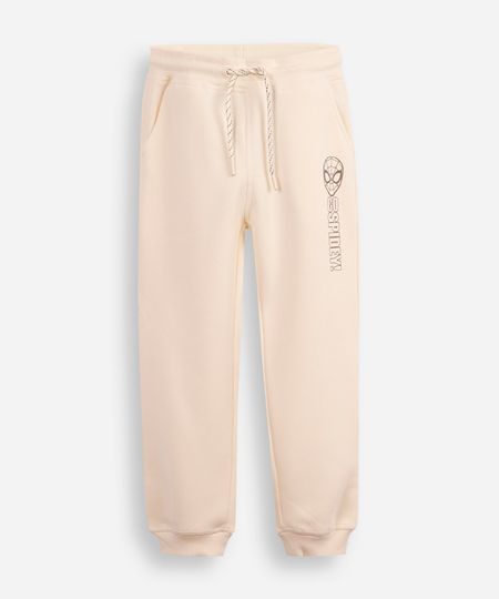 calça jogger infantil de moletom homem aranha bege 6 calça jogger infantil de moletom homem aranha bege 6