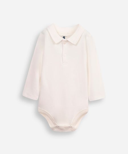 body polo infantil de algodão off white 9-12