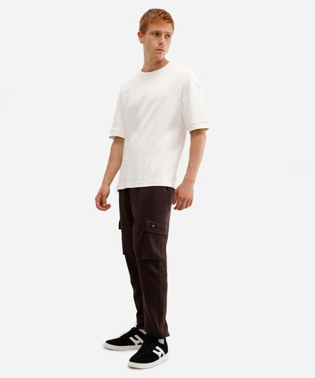 calça de moletom cargo - marrom escuro GG
