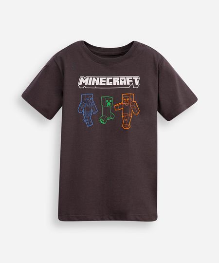 camiseta infantil minecraft de algodão manga curta cinza 4 camiseta infantil minecraft de algodão manga curta cinza 4