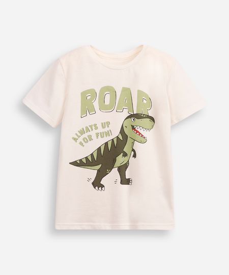 camiseta infantil dino roar manga curta verde - off white 3