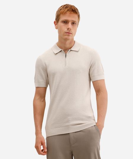 polo masculina de tricot texturizada bege M