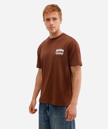 camiseta de algodão manga curta snoopy peanuts marrom PP