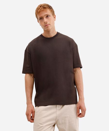 camiseta de algodão peruano oversized manga curta marrom G camiseta de algodão peruano oversized manga curta marrom G
