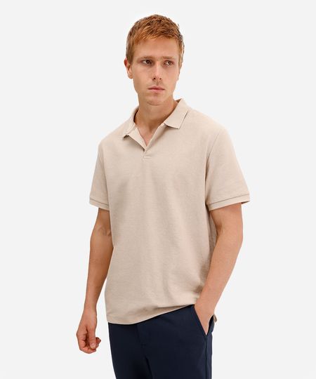 polo de algodão texturizada bege P polo de algodão texturizada bege P