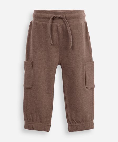 calça jogger infantil com bolsos marrom 1