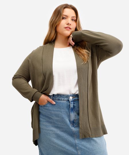 suéter capa de tricot plus size - verde escuro GG2