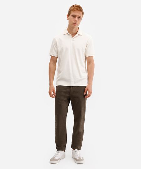calça chino slim masculina de sarja verde 44