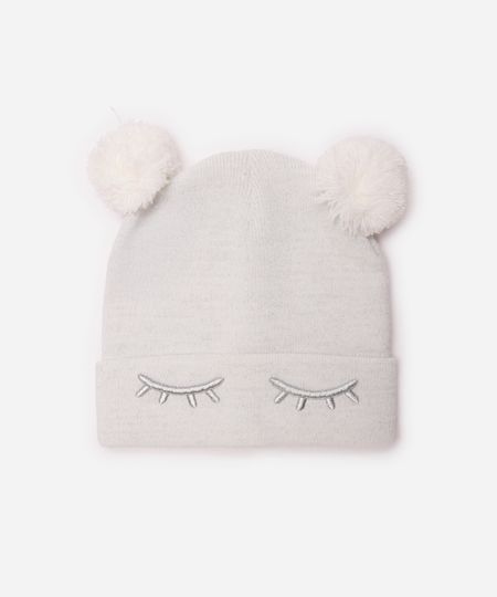 gorro infantil de tricot com pompom - branco UNICO gorro infantil de tricot com pompom - branco UNICO
