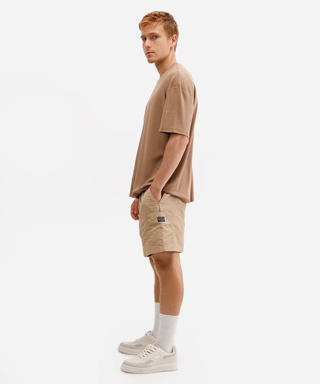 short cargo texturizado com cordão bege G