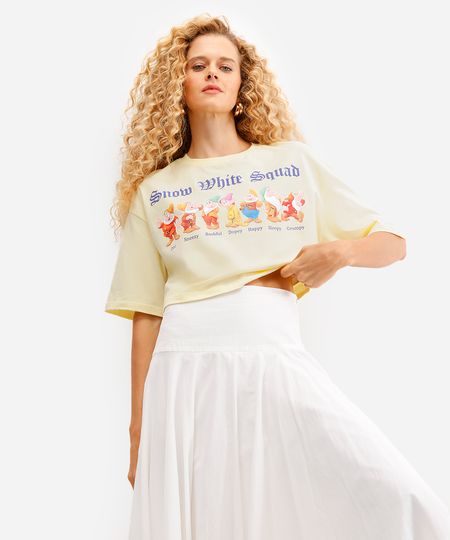 cropped feminino de algodão branca de neve - amarelo claro P