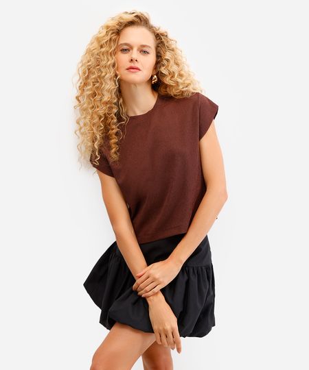 blusa muscle tee texturizada marrom GG