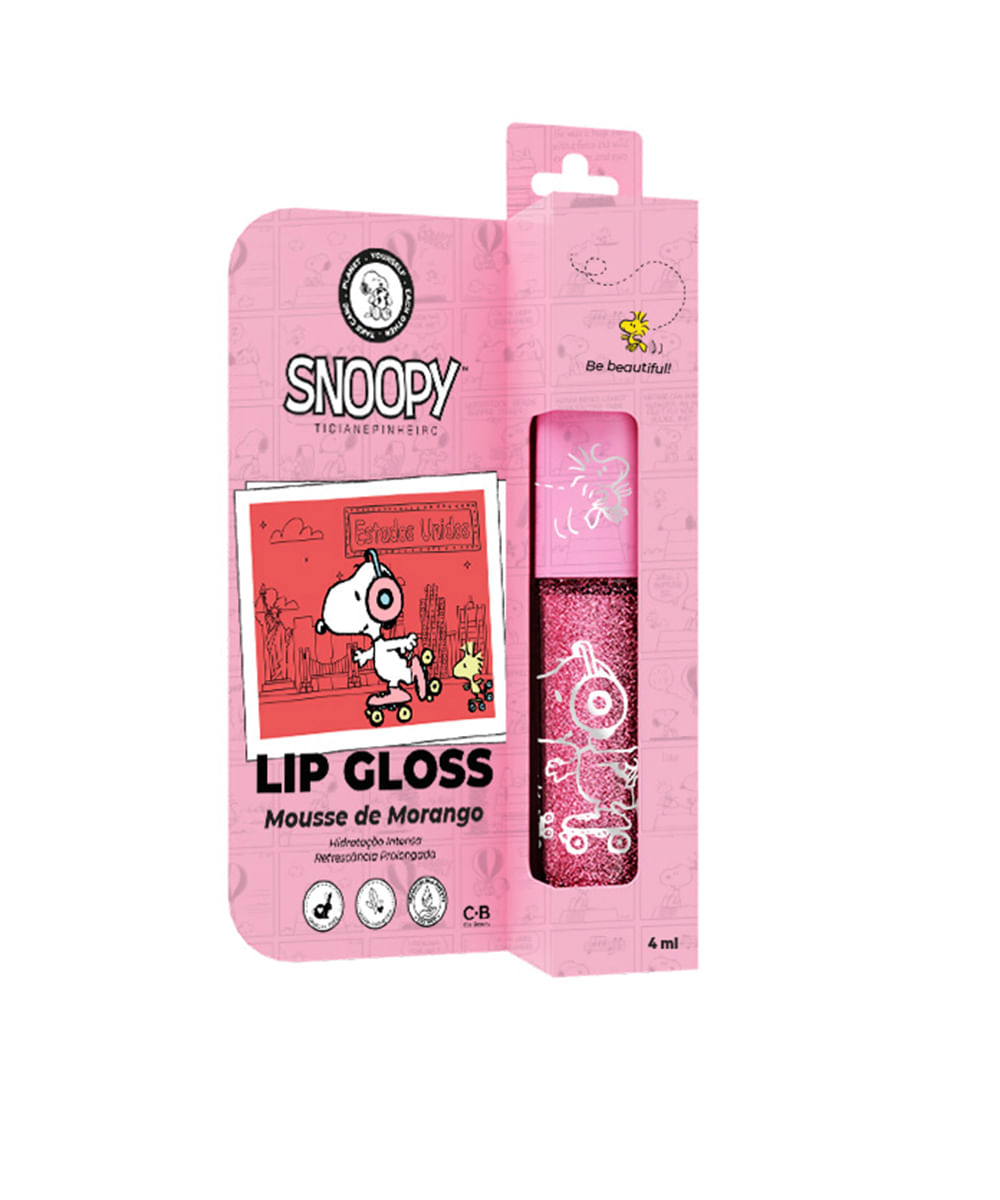 lip gloss snoopy ticiane pinheiro mousse de morango rosa