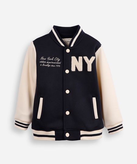 jaqueta bomber infantil de moletom new york azul 6